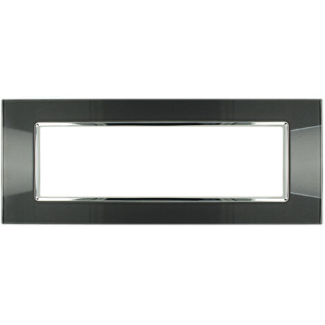 Placca Vitra 3M 4M 7M Acciaio Scuro Compatibile Vimar Plana 7 POSTI