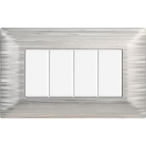 Placche compatibili Bticino Matix 4 moduli colore silver satinato