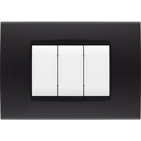 Placche compatibili con Bticino LIVING LIGHT placca 3 4 7 moduli vari colori per supporti LN4703 e N4703  ST02 - 7 Posti - Nero