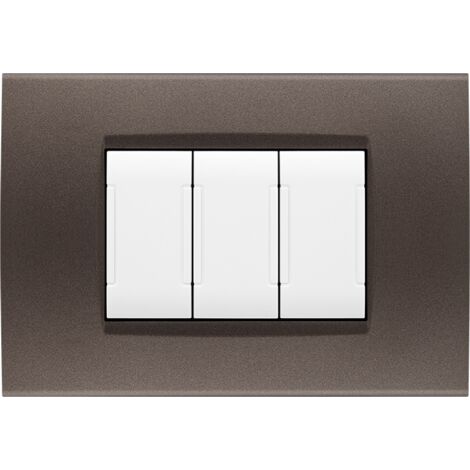 Placche compatibili con Bticino LIVING LIGHT placca 3 4 7 moduli vari colori per supporti LN4703 e N4703  ST04 - 7 Posti - Testa di Moro