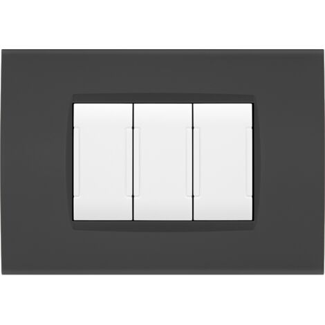 Placche compatibili con Bticino LIVING LIGHT placca 3 4 7 moduli vari colori per supporti LN4703 e N4703  ST06 - 3 Posti - Grigio Antracite