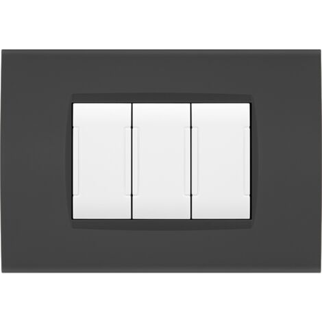 Placche compatibili con Bticino LIVING LIGHT placca 3 4 7 moduli vari colori per supporti LN4703 e N4703  ST06 - 4 Posti - Grigio Antracite