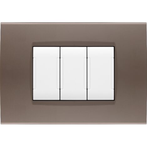 Placche compatibili con Bticino LIVING LIGHT placca 3 4 7 moduli vari colori per supporti LN4703 e N4703  ST07 - 4 Posti - Tortora