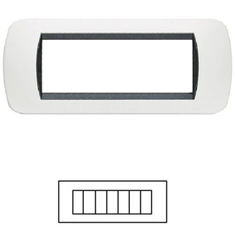 Placche Compatibili METALLO Bticino LIVING International 3 4 7 posti vari colori T01 - 7 Posti - Bianco