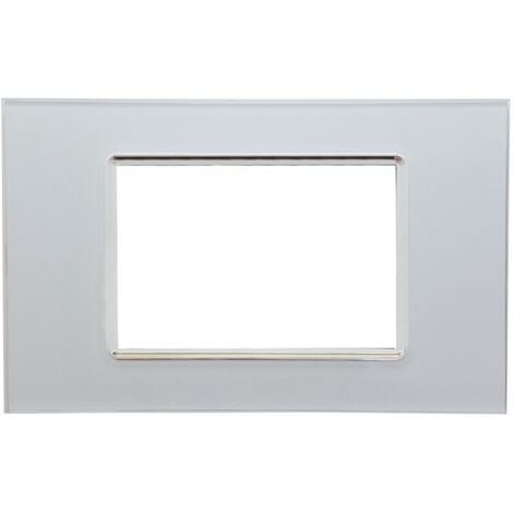Placche vetro compatibile bticino living light placca per supporti moduli LN4703  3 posti bianco