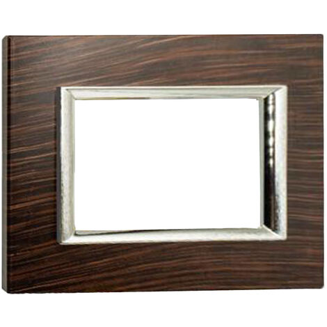 Placchetta 3Moduli  Marrone Effetto Wenghe Compatibile Matix 3posti C4803LWE