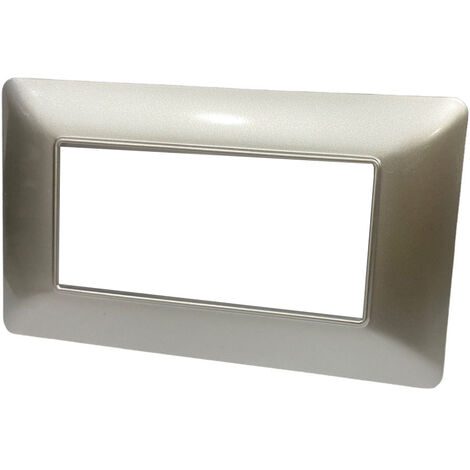 Placchetta per interruttore a 4 posti silver cassetta 504 compatibile con btcino matix supporto cover