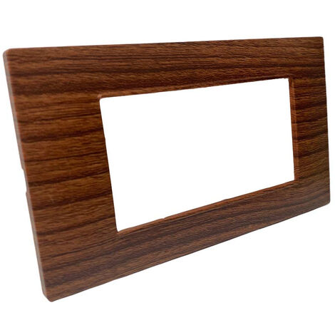 Placchetta per interruttore in metallo a 4 legno scuro cassetta 504 compatibile con vimar plana supporto cover