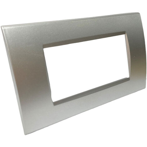 Placchetta per interruttore in metallo a 4 posti silver cassetta 504 compatibile con vimar plana supporto cover