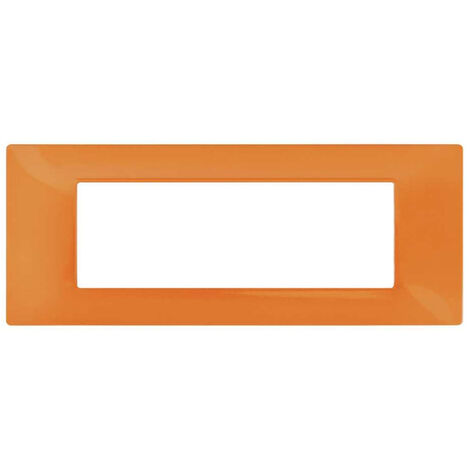 Placchetta per interruttore in metallo a 7 posti arancio cassetta 507 compatibile con vimar plana supporto cover