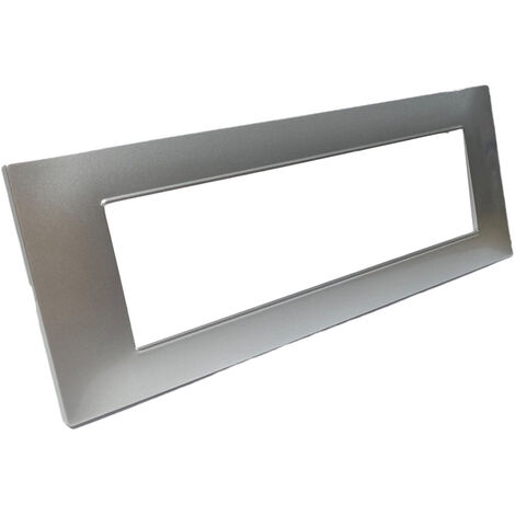 Placchetta per interruttore in metallo a 7 posti silver cassetta 507 compatibile con vimar plana supporto cover