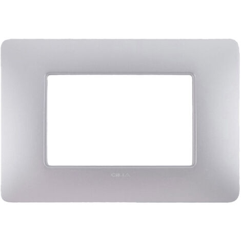 Placchetta Placca Silver 3 Posti Copripresa Interruttore Luci C8803 SLV