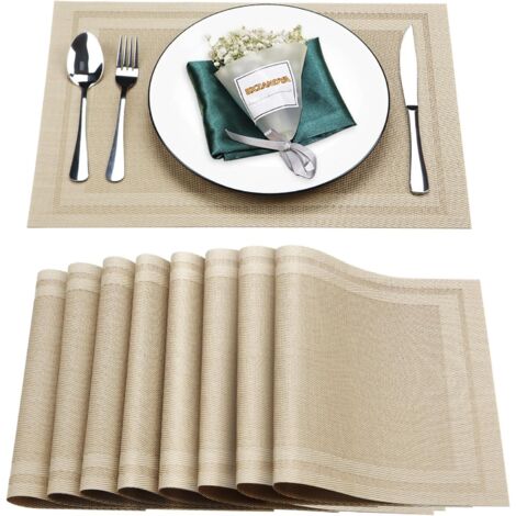 Placemat - 30 x 45 cm - Heat Resistant Up To 80°C - Non Slip Backing - For Dining Table BBQ Buffet - Set Of 8