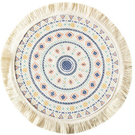 Placemat Cotton Polyester Round Soft Comfortable Woven Placemat with Tassels for Kitchen Decor E S