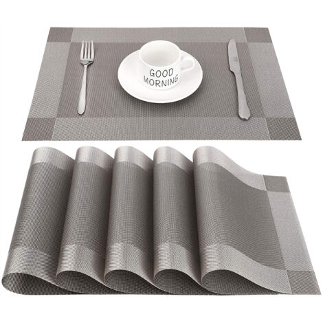 Placemat - PVC - 45 cm x 30 cm - Anti-dérapant - Résistant à la chaleur et à l'usure - Pour Cuisine Salle À Manger Restaurant - Lot de 6