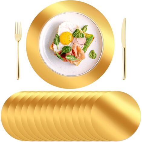 Placemat Ronde - 13 Pouces - Papier Métallisé Or Miroir - Jetable - Pour Décoration de Table - 100 Pièces