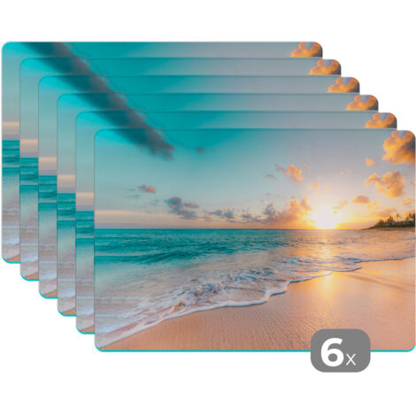 PLACEMAT Set of 6 - Sunset - Beach - Sea - Summer - Blue 45x30 cm