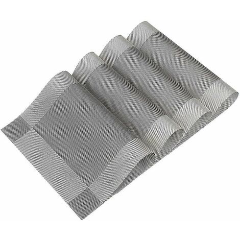 Placemats Set Set of 4 Washable PVC Heat Resistant Non-Slip Table Mat for Dining Kitchen Living Room Garden or Dining Room Restaurant - Gray