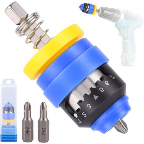 placo Screwdriver Bit, placo Screw Bit, 7 Adjustable Depth Levels, 1/4 Inch Shank Screwdriver Bit Holder for Gypsum Board, Particleboard and Plywood