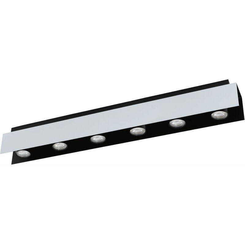 

Lámpara de techo de diseño LED lámpara de techo de salón negro blanco, metal, 6x LED 5 vatios 400 lm, L xx H 83x8,5 x11,5 cm