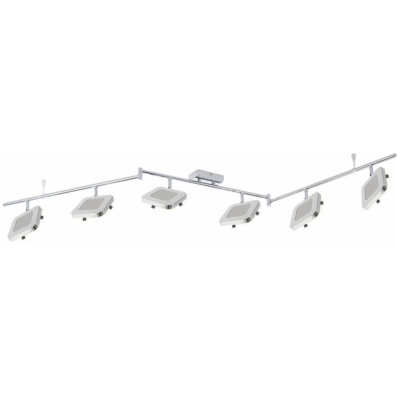 

Plafón de techo ajustable Spot Bar Plafón LED de salón, brazos y focos giratorios, acero cromado, 24W 2100 lm 3000K, L x An x Al 170x120x20 cm