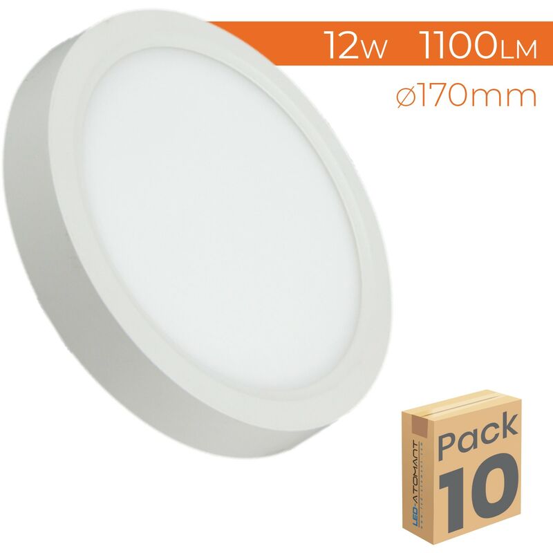 

Led Atomant Sl - Plafón LED Circular Superficie 12W 1100LM 170mm | Blanco Cálido 3000K - Pack 10 Uds. - Blanco Cálido 3000K