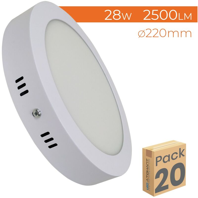 

Plafón LED Circular Superficie 28W PLUS 2500LM 6500K 220mm | Blanco Frío 6500K - Pack 20 Uds. - Blanco Frío 6500K