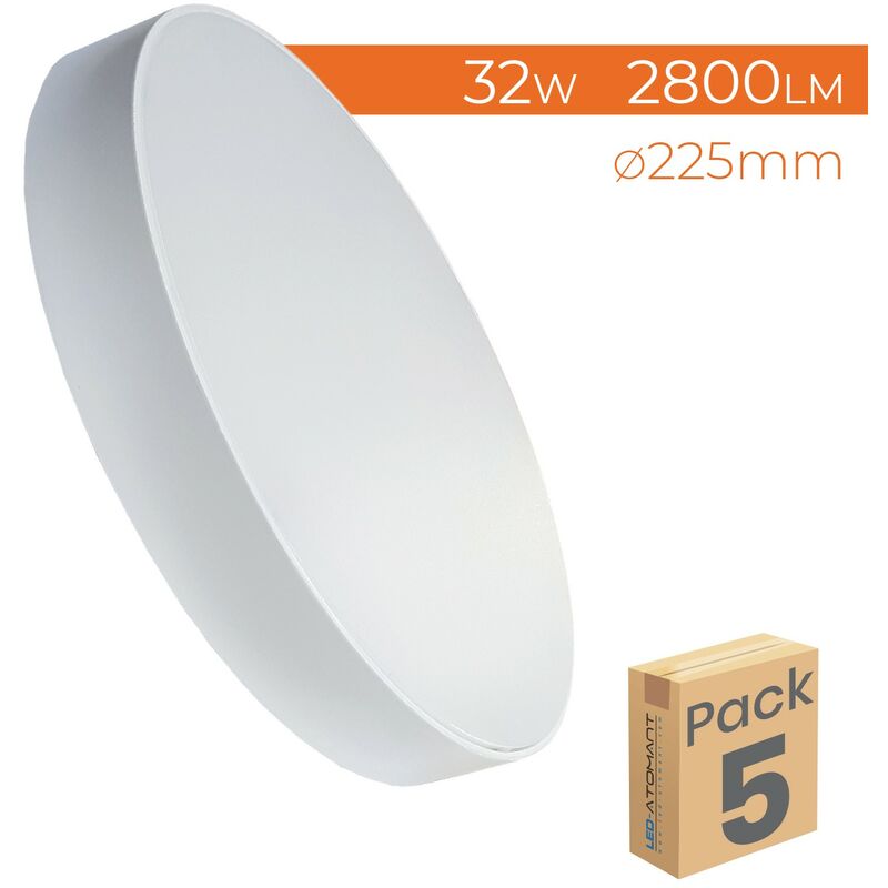 

Led Atomant Sl - Plafón LED Circular Superficie Frameless 32W 2800LM 6500K 225mm | Blanco Frío 6500K - Pack 5 Uds. - Blanco Frío 6500K