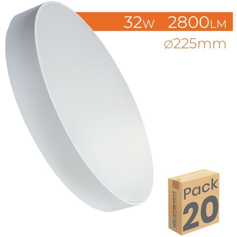 

Led Atomant Sl - Plafón LED Circular Superficie Frameless 32W 2800LM 6500K 225mm | Blanco Frío 6500K - Pack 20 Uds. - Blanco Frío 6500K