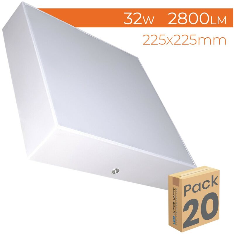 

Plafón LED Cuadrado Frameless Superficie 32W 2800LM 6500K 225mm | Blanco Frío 6500K - Pack 20 Uds. - Blanco Frío 6500K