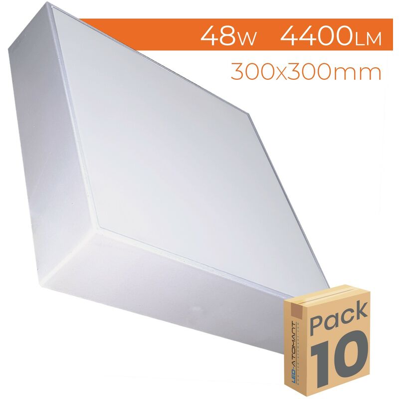 

Led Atomant Sl - Plafón LED Cuadrado Superficie 48W 4400LM 300mm Frameless | Blanco Frío 6500K - Pack 10 Uds. - Blanco Frío 6500K