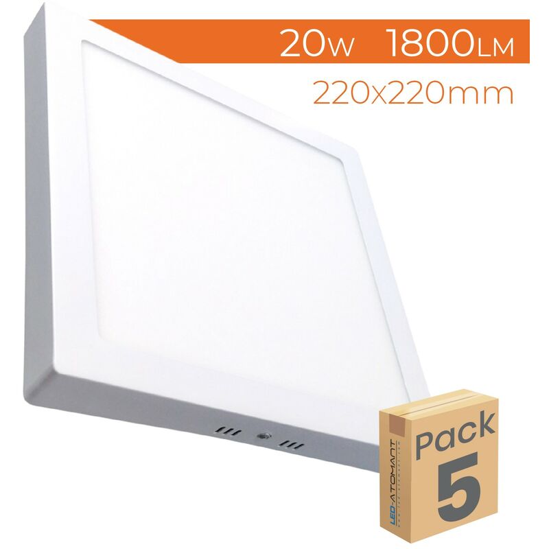 

Plafón LED Cuadrado Superficie 20W 1800LM 220mm | Blanco Frío 6500K - Pack 5 Uds. - Blanco Frío 6500K