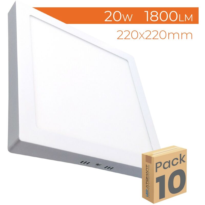 

Plafón LED Cuadrado Superficie 20W 1800LM 220mm | Blanco Frío 6500K - Pack 10 Uds. - Blanco Frío 6500K