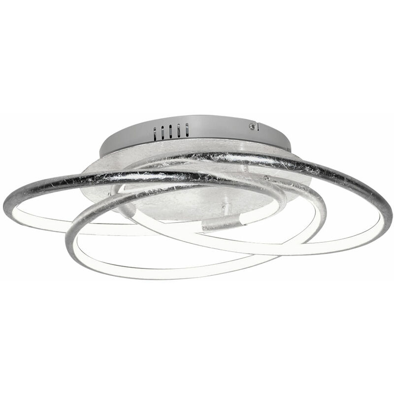 

Plafón LED plafón diseño anillo plafón ALU Plafón moderno salón plafón, óptica hoja plata, 1x LED 30W 2100Lm blanco cálido, DxH 50x14 cm