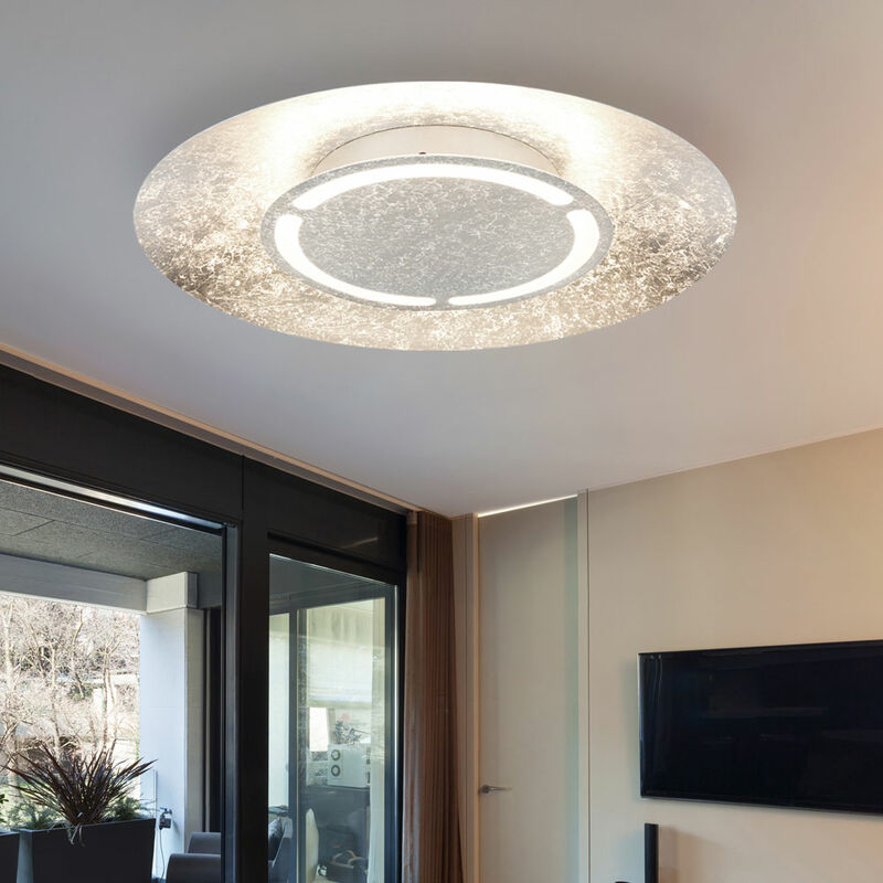 

Plafón LED Plafón Plafón Blanco Plata Patinado 50 cm Salón Dormitorio