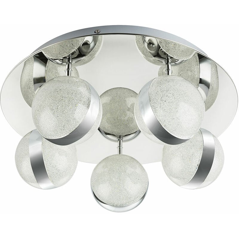 

Plafón LED TOBIAS redondo, foco - bola con anillo cromado 5x LED á 10W incl.