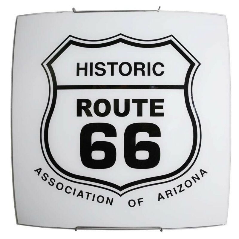 Energy - Plafón moderno de cristal blanco route66 con ganchos de acero 40x40xh.11 cm
