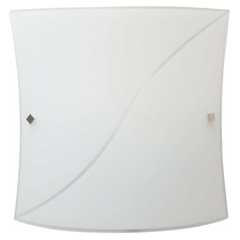 Plafón 1xE27 Marco Blanco Cristal Placa Blanca