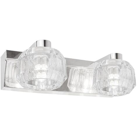 Plafon 2 luces alargado Portia acabado cromo, 10 cm(alto) 20 cm(ancho) 12 cm(fondo
