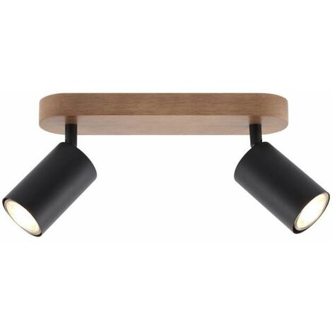 Plafón 2 luces Pireo acabado negro, 15cm(alto) 27cm(ancho) 7cm(largo)