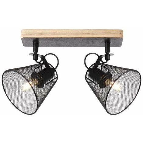 Plafón 2 luces Utrech negro mate, 23cm(alto) 40cm(ancho) 12cm(largo)