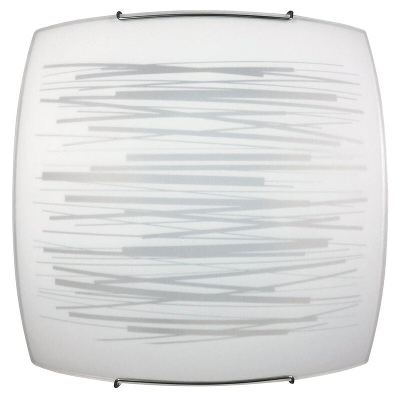 E-energy - Plafón 2xE27 con Ganchos en Cromo y Cristal, Placa Blanca Decorada.