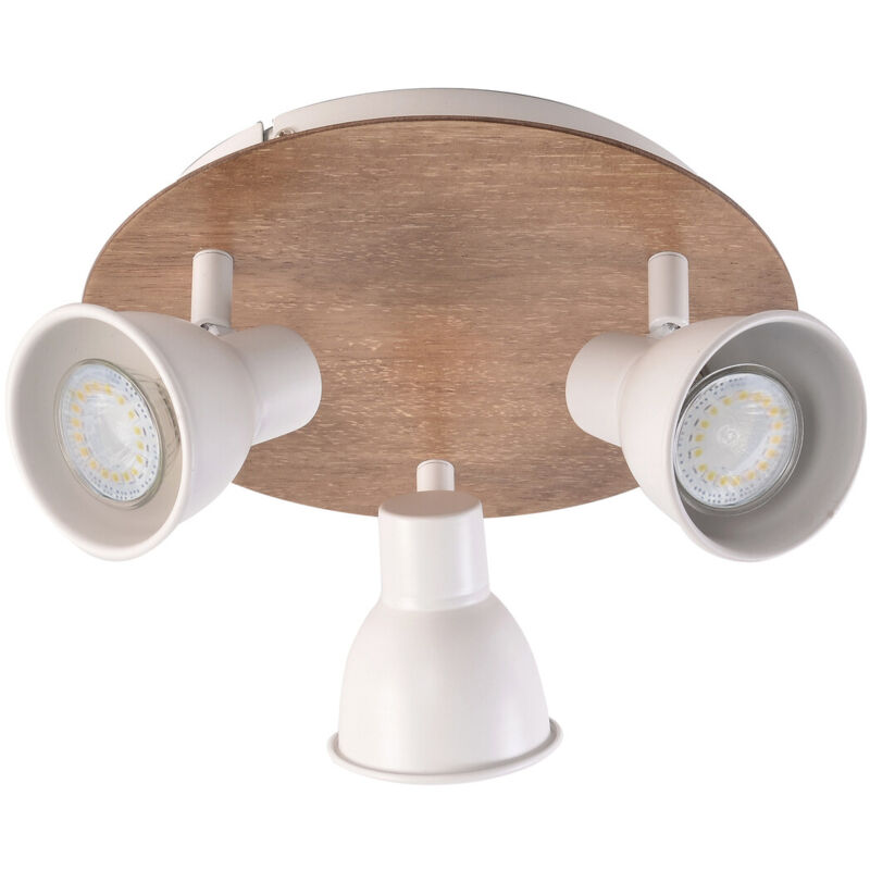 

Plafón 3 focos serie Miko blanco y madera GU10 ( 10308) - Jueric