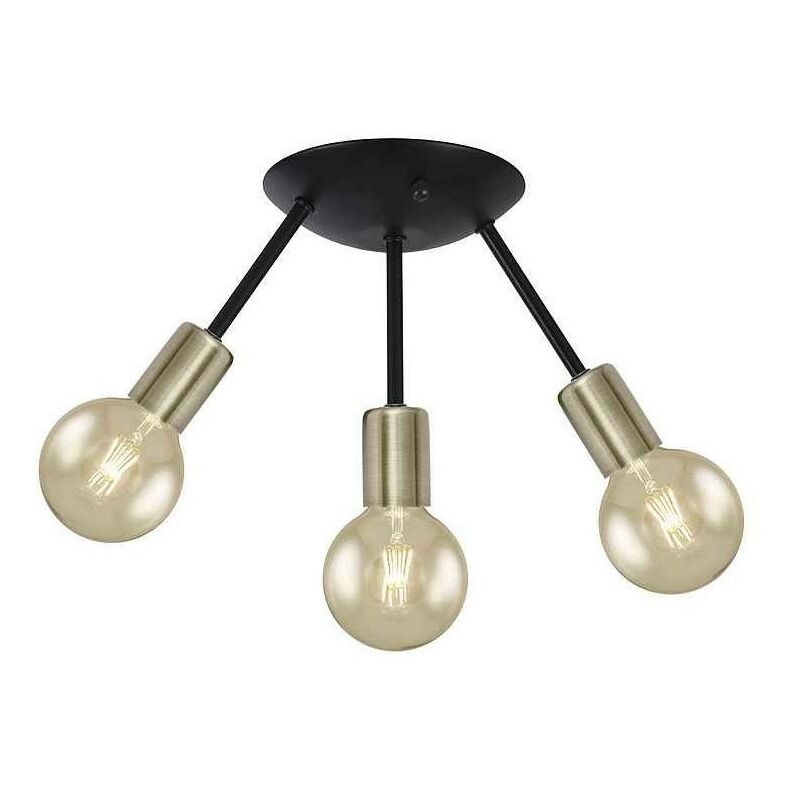 

Plafon 3 luces modelo TRIPOLI negro-cuero AJP