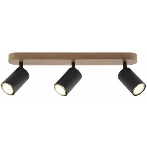 Plafón 3 luces Pireo acabado negro, 15cm(alto) 45cm(ancho) 7cm(largo)