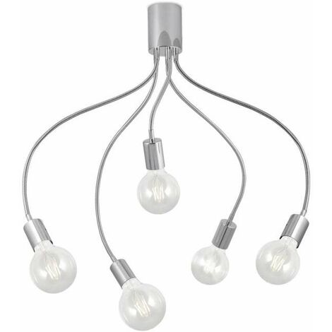 Plafon 5 luces Melissa acabado en cromo, 74 cm(alto) 95 cm(ancho) 95 cm(largo)