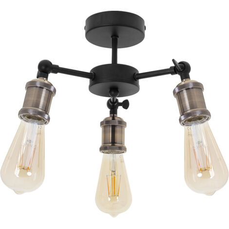 Plafón akemi 3xe27 al.13xd.38cm negro/cuero
