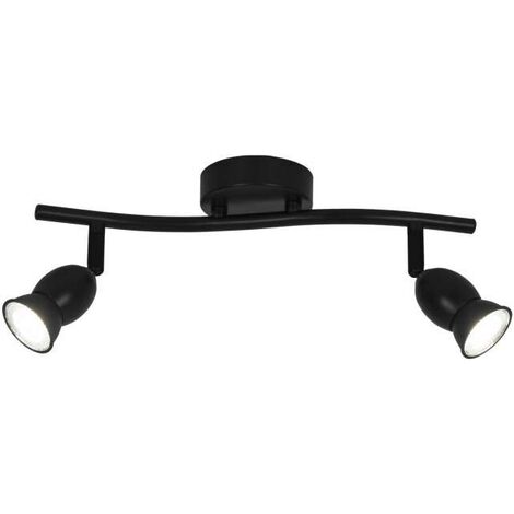 Plafon alargado 2 luces Bala acabado negro, 16 cm(alto)32 cm(ancho)8 cm(largo)