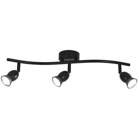 Plafón alargado de 3 luces Bala acabado negro, 16 cm(alto)50 cm(ancho)8 cm(largo)