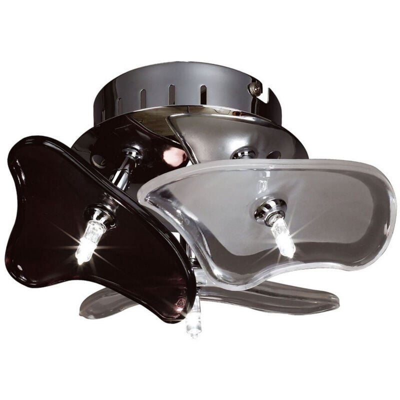 Inspired Mantra Otto Techo/pared 3 luces G4 redondas, cromo pulido/vidrio esmerilado/vidrio negro, NO compatible con LED/CFL